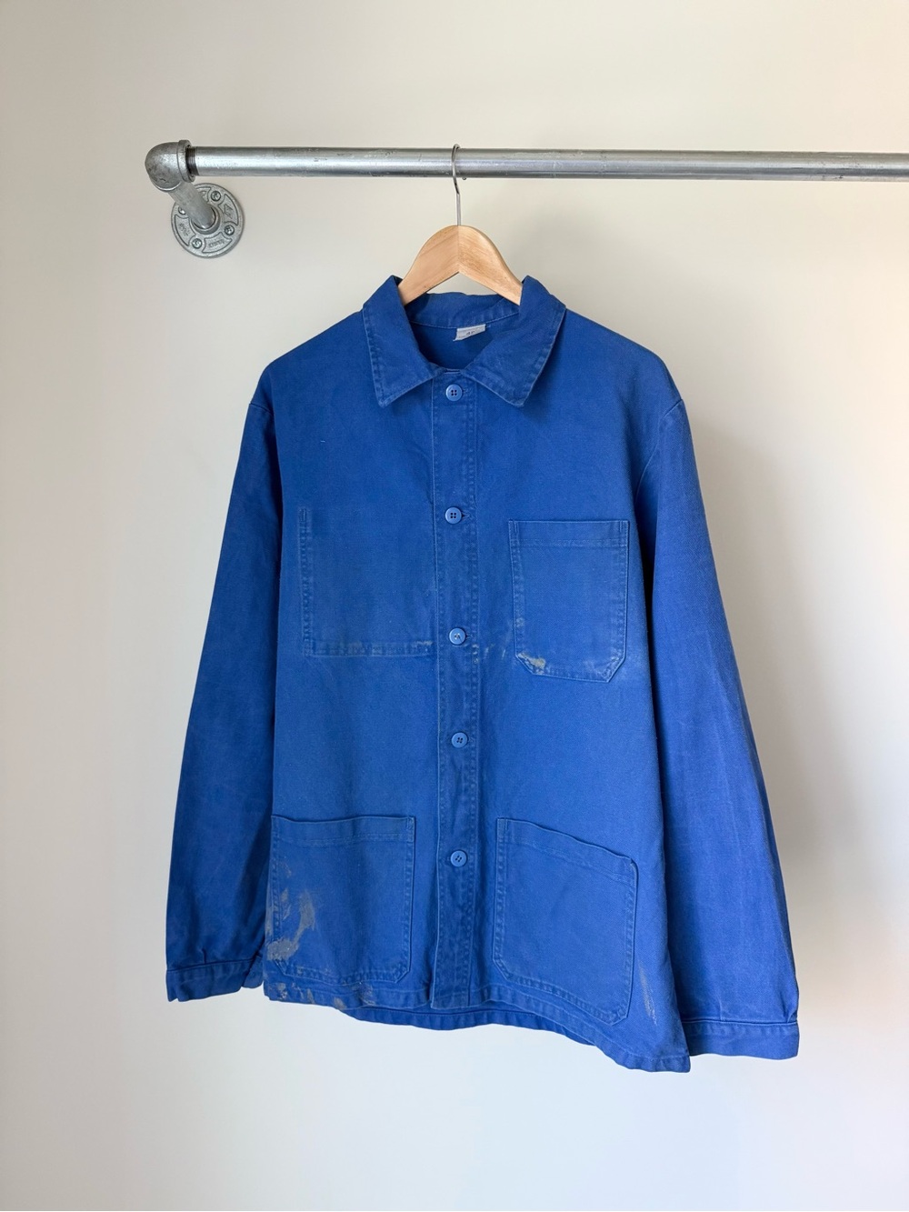 Vintage 70s 80s Blue French Chore Cotton Twill Work Jacket